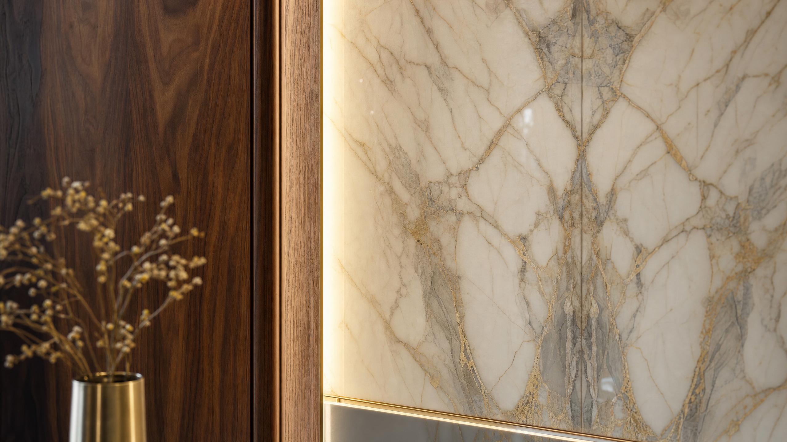 Premium marble and wood materials